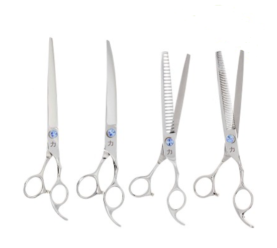 4 Pc PLQ Silver Professional Grooming Shear Kit