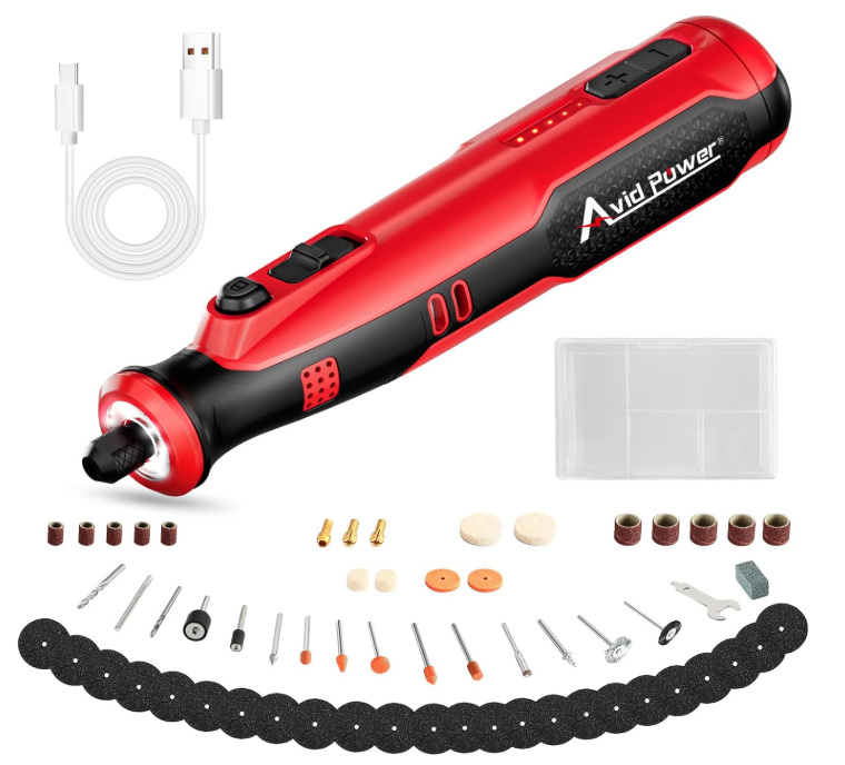 AVID POWER 8V Cordless Rotary Tool 5 Speeds Dog Nail Grinder 4 LED Lights
