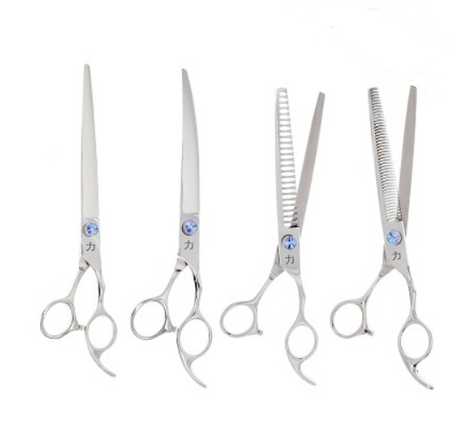4 Pc PLQ Silver Professional Grooming Shear Kit