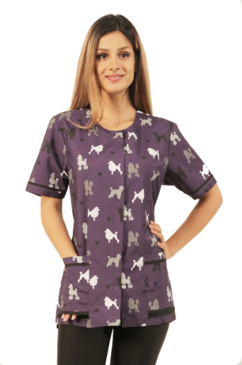 Poodle Print Waterproof Hair Resistant and Bleach Resistant Grooming Smock - 710