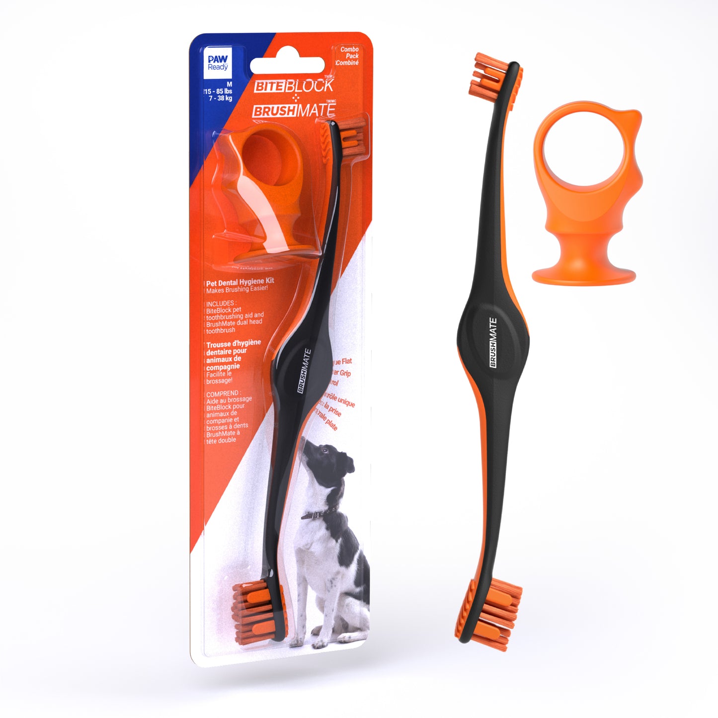 Paw Ready BrushMate Premium Toothbrush with Biteblock - Orange