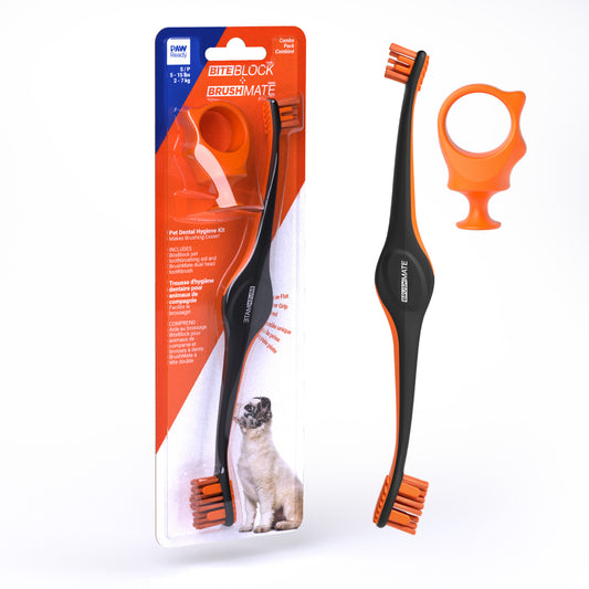 Paw Ready BrushMate Premium Toothbrush with Biteblock - Orange