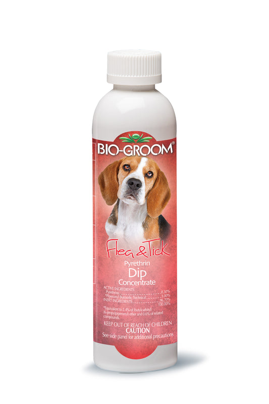 BIO-GROOM Flea & Tick Pyrethrin Concentrate Dip for Dogs 8oz
