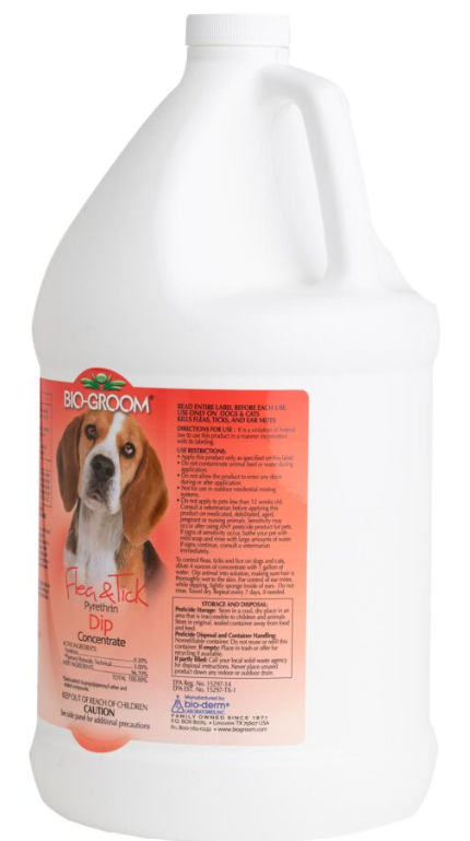 BIO-GROOM Flea & Tick Pyrethrin Concentrate Dip for Dogs Gallon ...